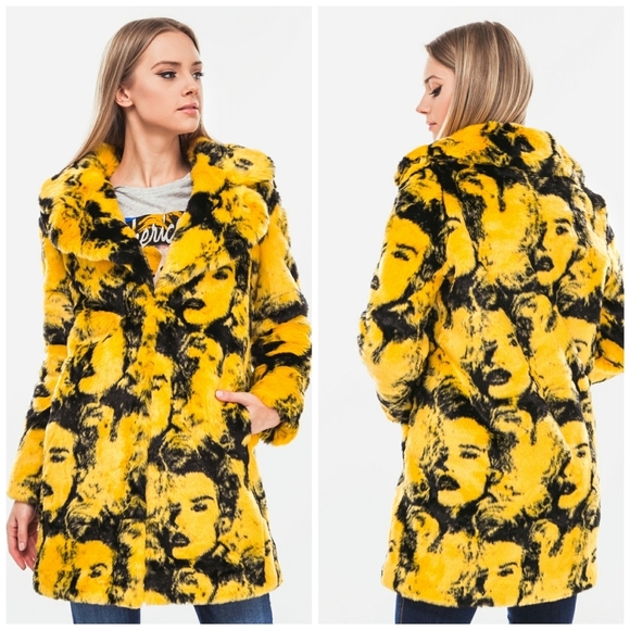 Guess Jackets & Blazers - NEW GUESS Marilyn Print  Faux-Fur Coat SZ S